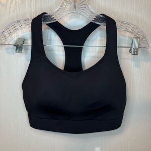 Athleta Midnight Black Racerback Hook Closure Sports Bra Size 34 B/C